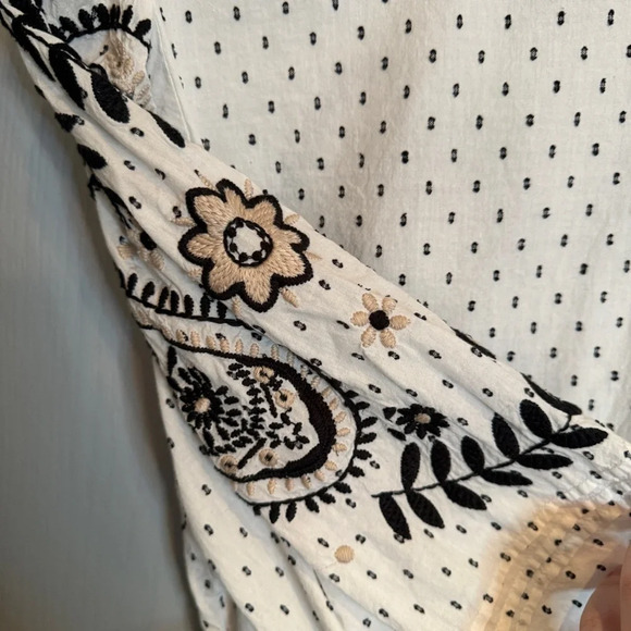 Fat Face Imogen Embroidered Blouse Size Large Peasant Boho Hippie Balloon Sleeve - Picture 11 of 16